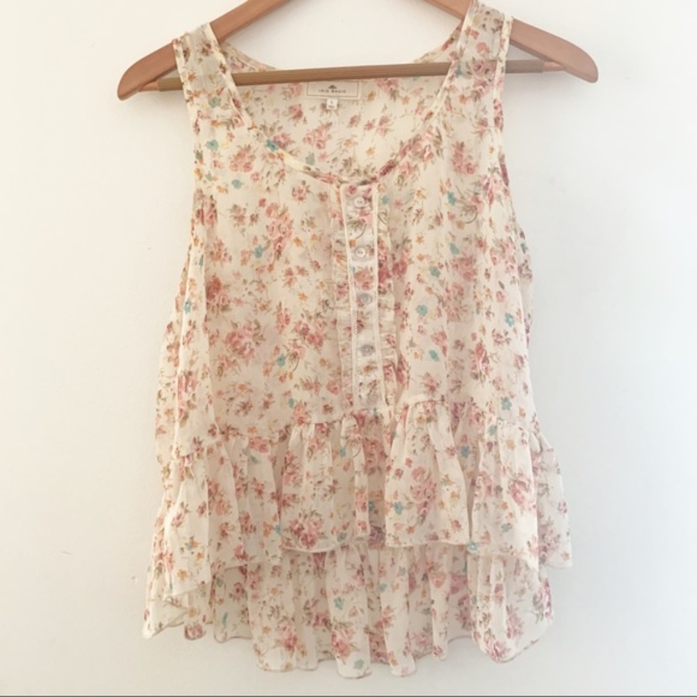 NEW Iris Basic Floral Blouse Top Size L